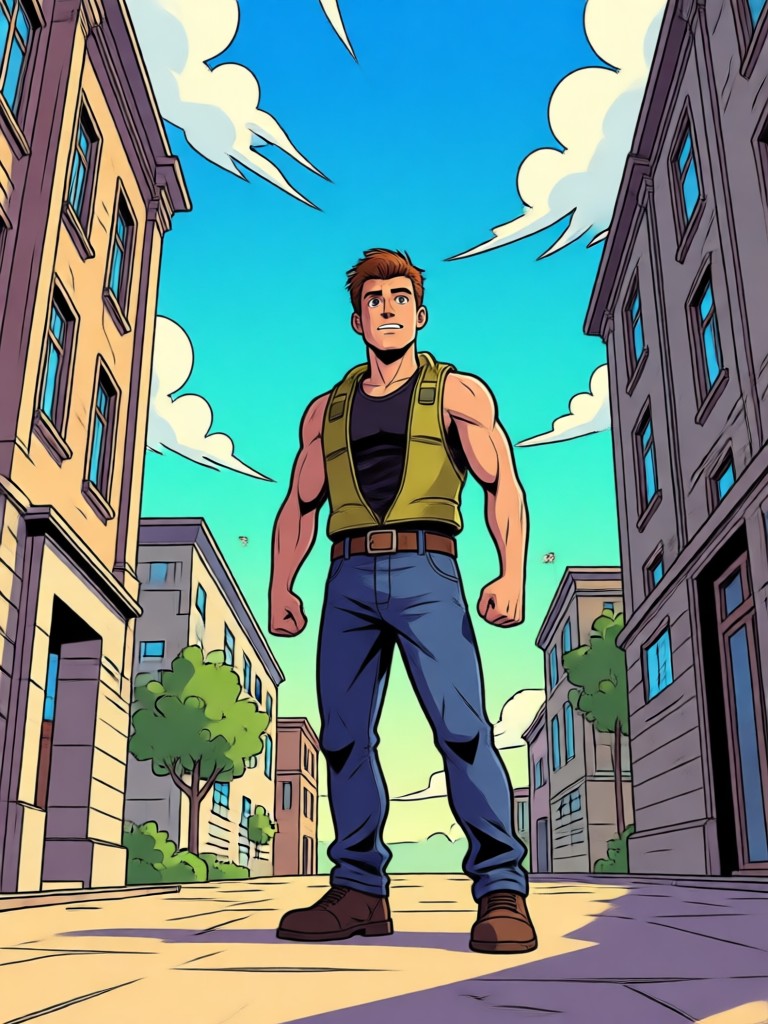 Personaje de cómic fantástico con efectos mágicos