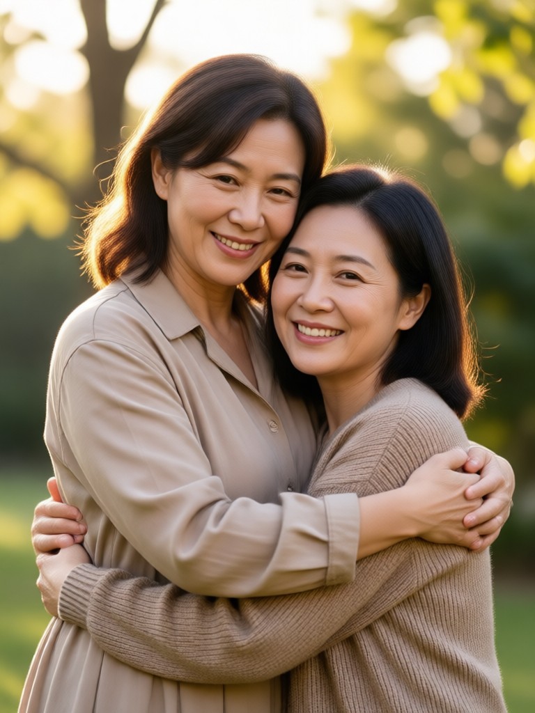 Heartwarming family hug AI video