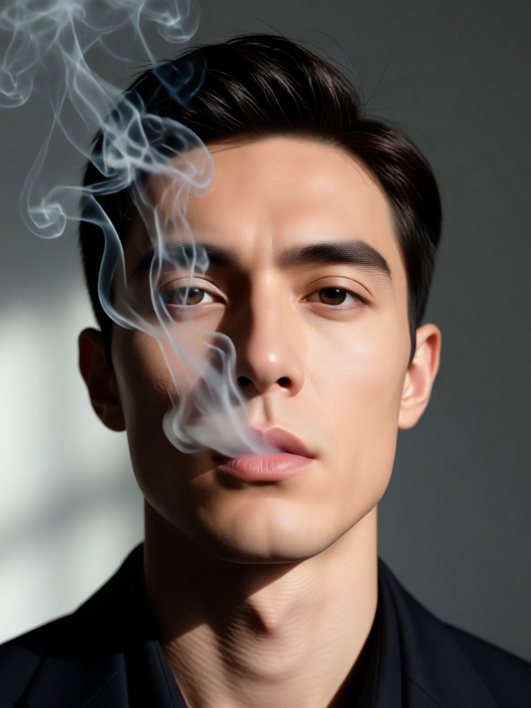 Fantasy portrait with mystical purple smoke generator result