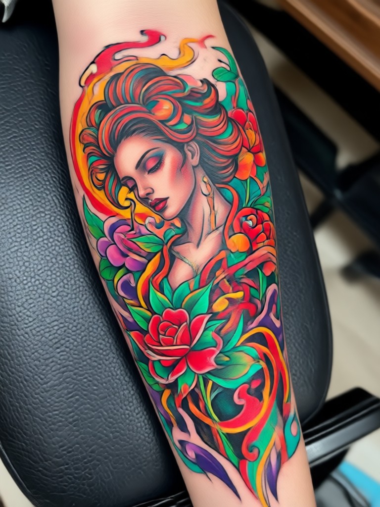 Japanese traditional dragon tattoo AI design
