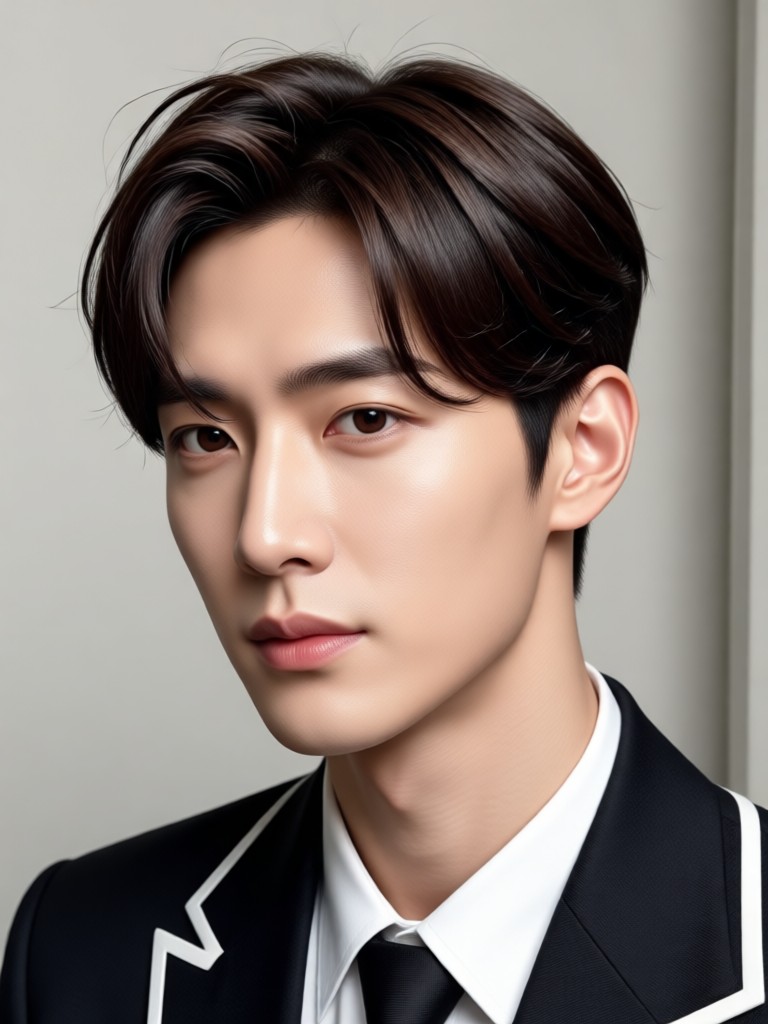 Visualización con IA de corte wolf cut masculino coreano