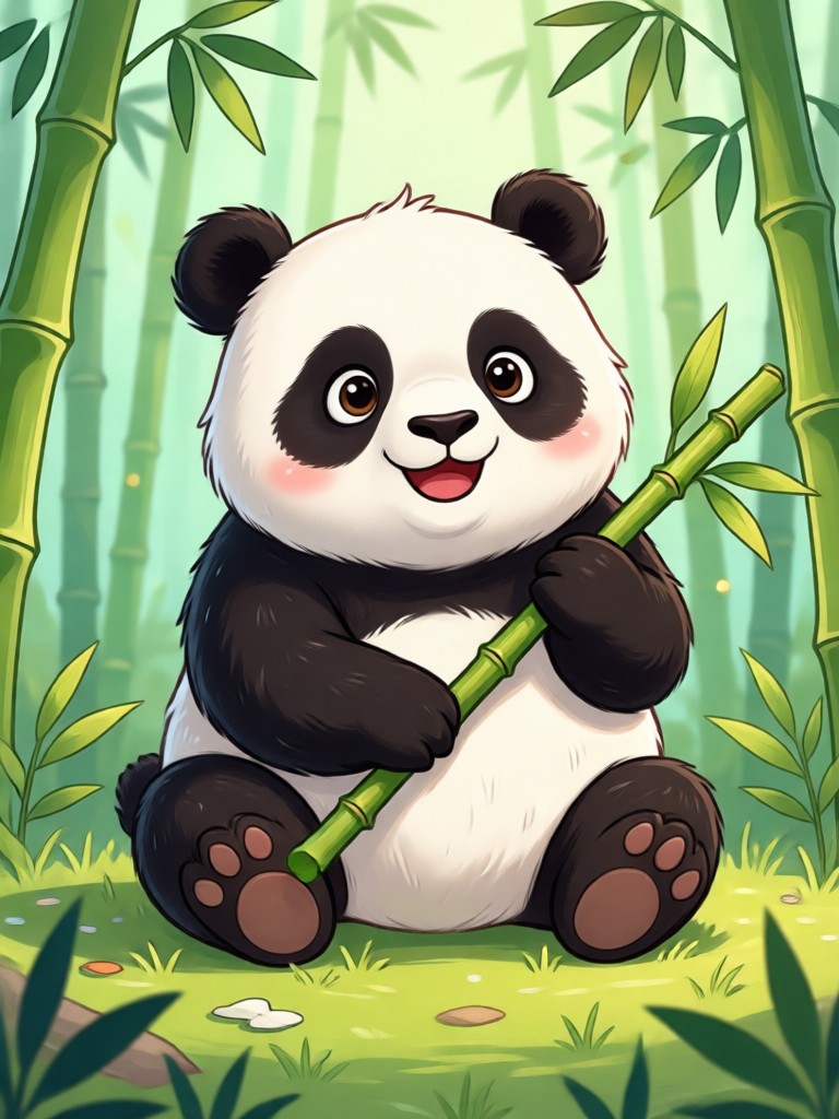 3D cartoon panda model smiling