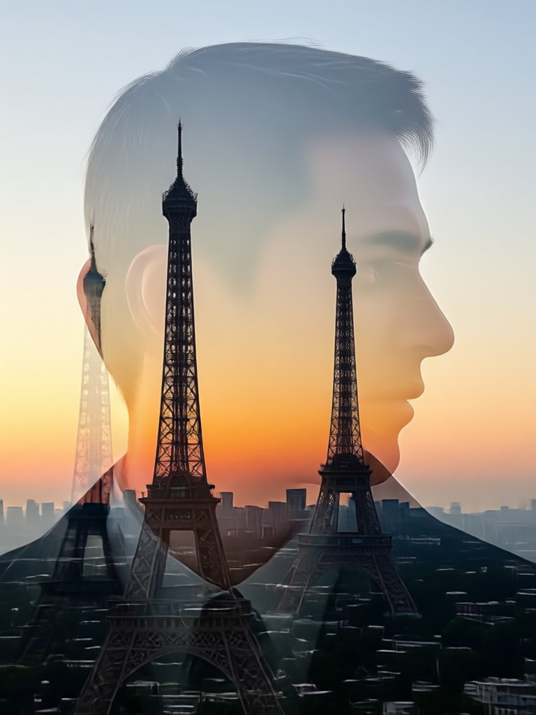 चेहरे के प्रोफाइल में डेजर्ट मोटरसाइकिल सिल्हूट