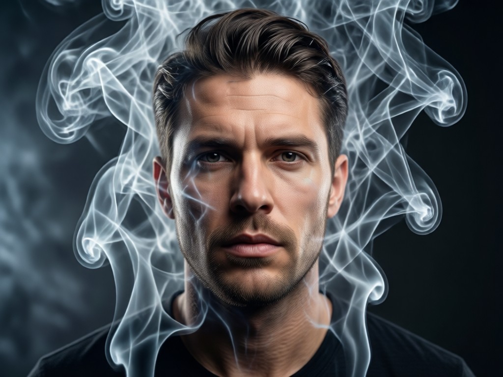 realistic smoke overlay on male portrait