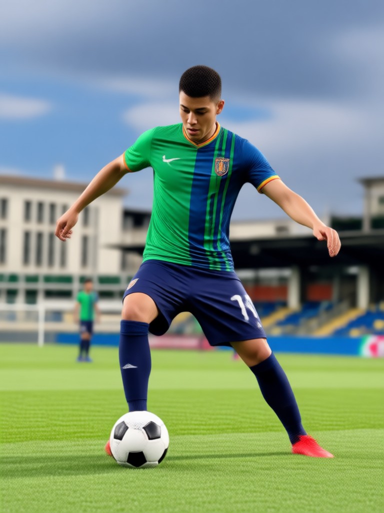 Youth football avatar with a playful, energetic pose
