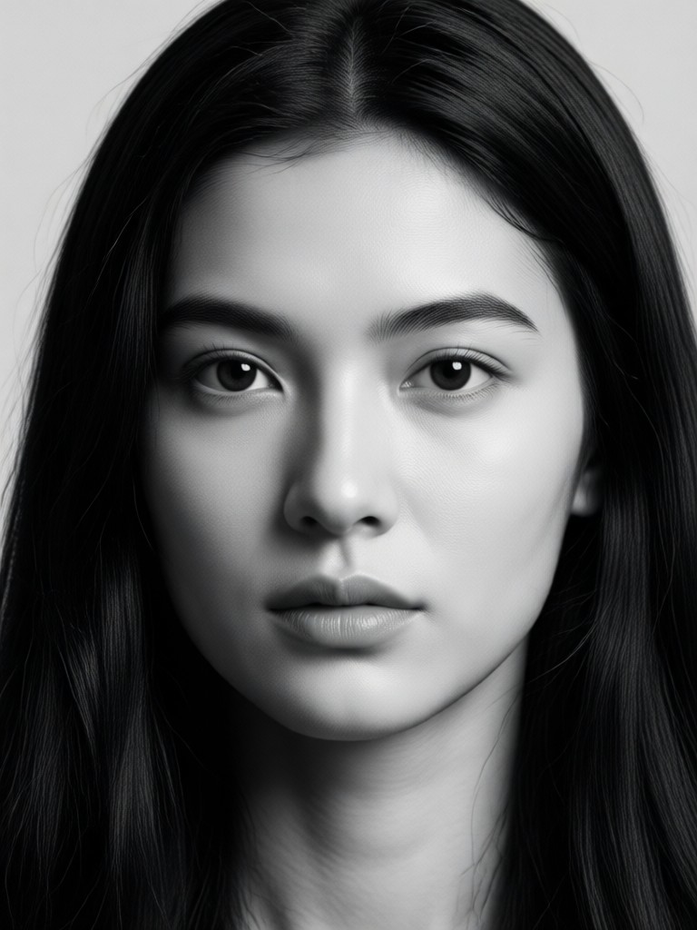 High fashion AI monochrome portrait editorial