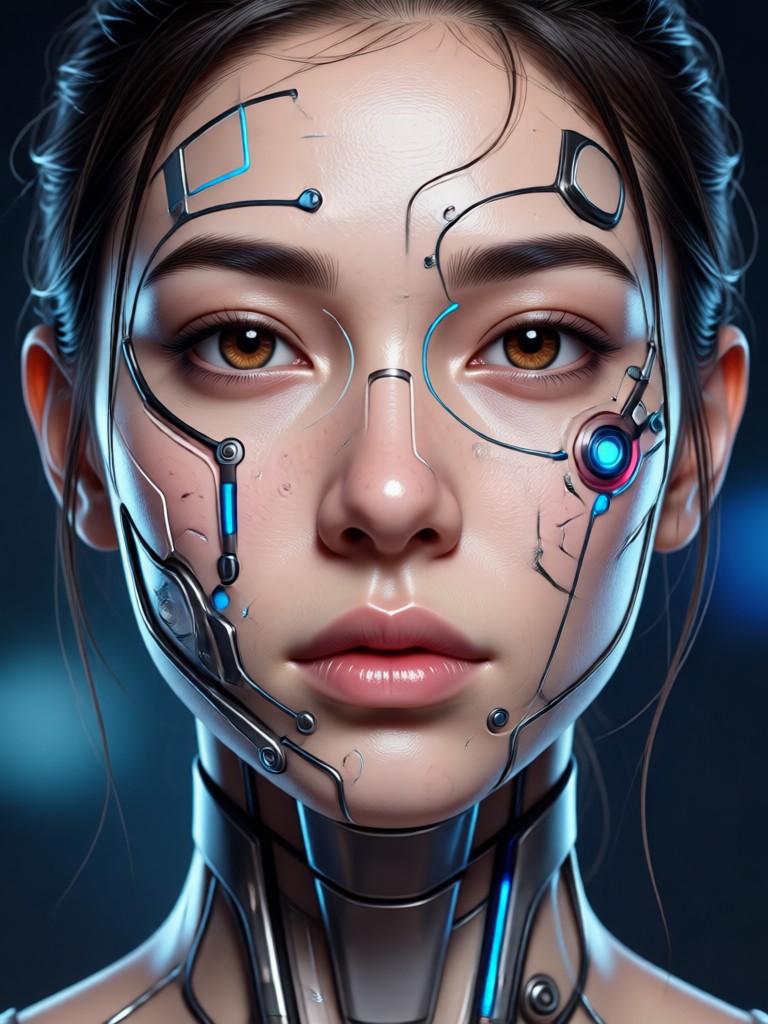 Photorealistic AI face with detailed skin texture and lighting