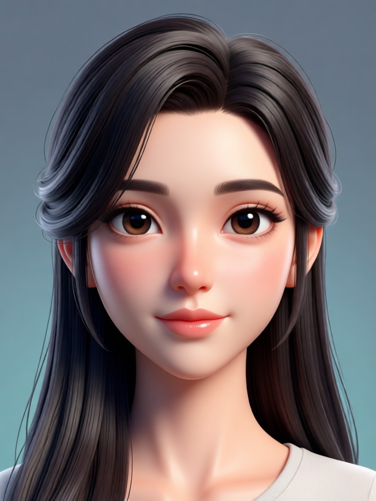 Retrato 3D de desenho animado com cabelo vibrante e colorido