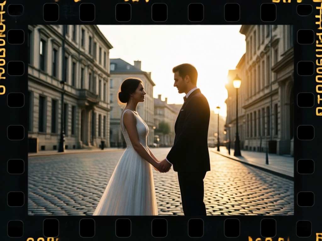 IA aplicando grano y textura de película auténticos a una foto de pareja