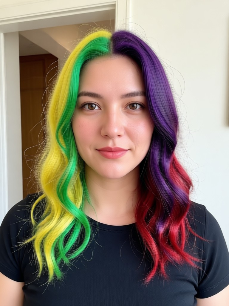 AI hair color change with balayage and highlights effect