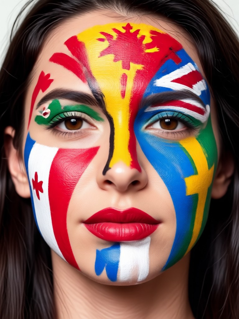 France rooster mascot inspired creative face art