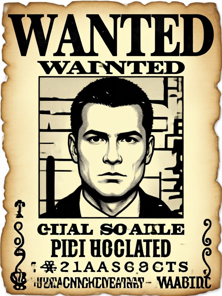 Cyberpunk themed wanted poster
