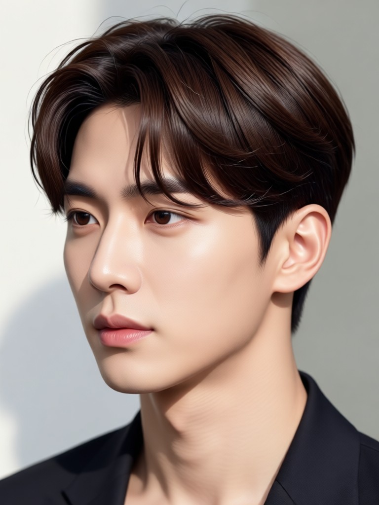 Previsualización con IA de corte rapado con diseño masculino coreano