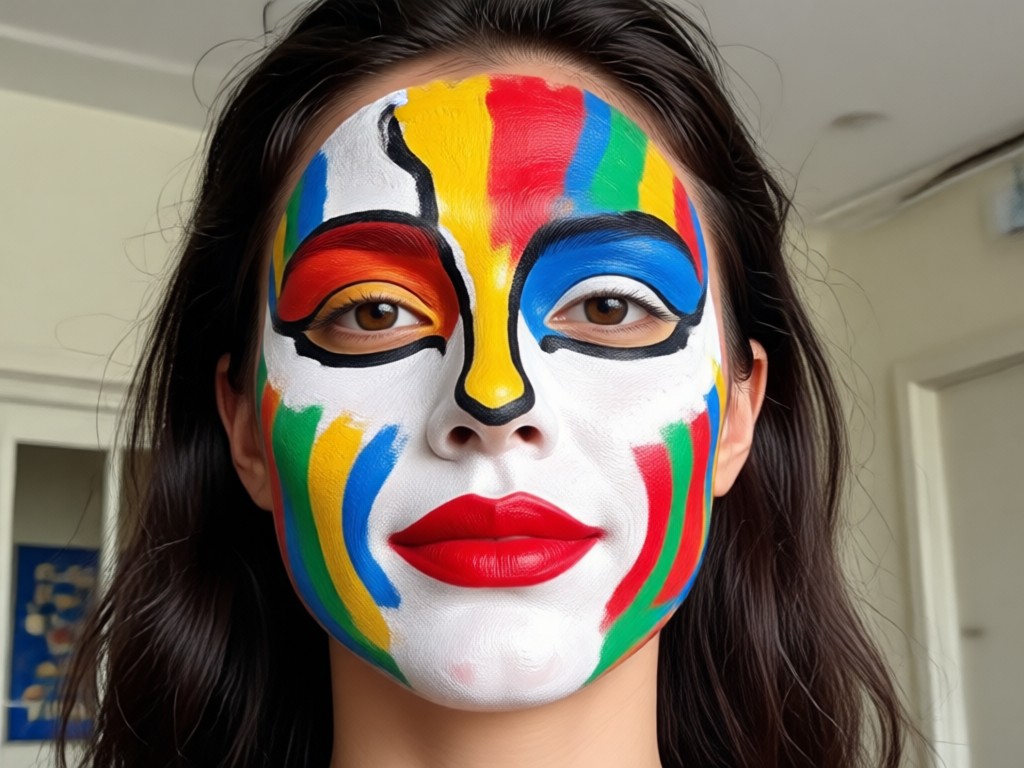 Realistic blending of team colors on a fan's face