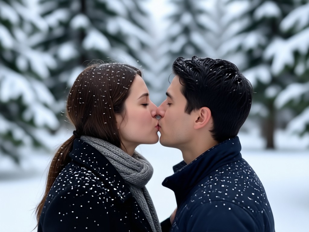 Cinematic winter video effect with snow and lights