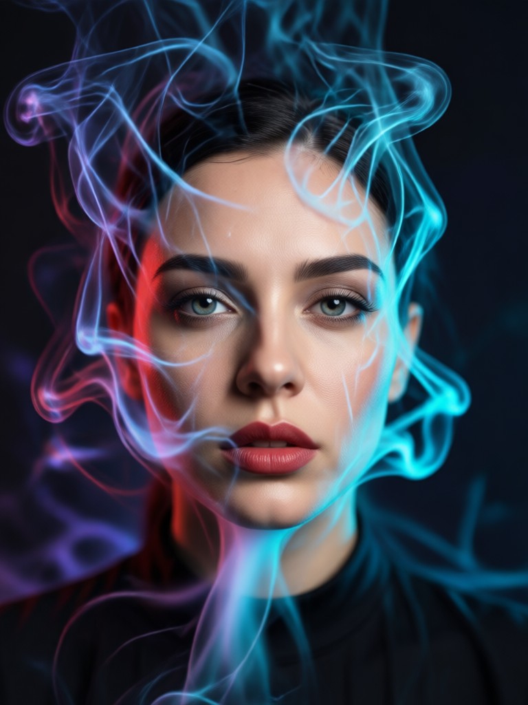 Elegant portrait with artistic smoke accents