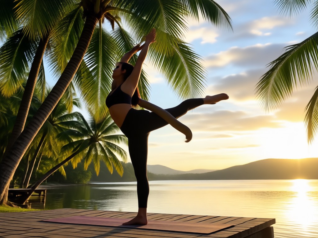 Side by side comparison of basic photo vs AI generated yoga art