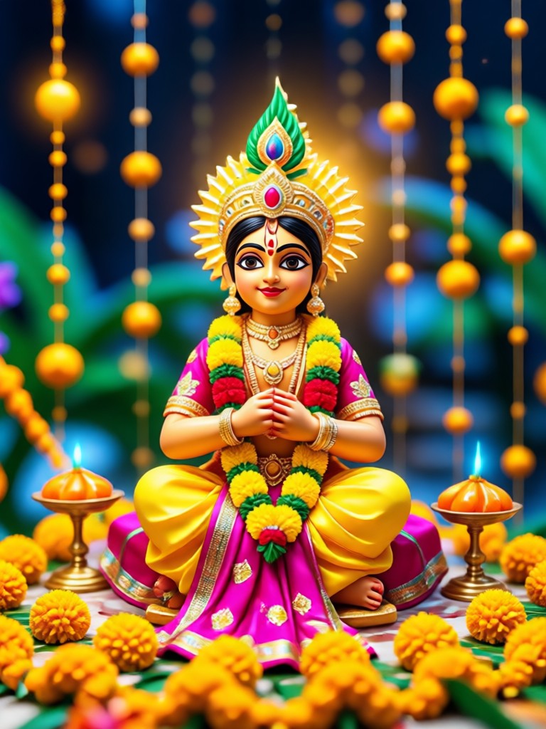 Paar-Varalakshmi Vratham AI-Porträt