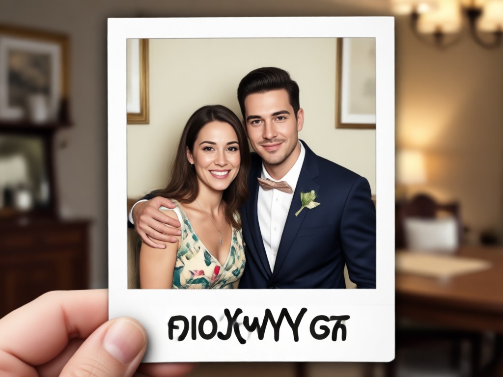 Polaroid photo with custom handwritten caption and date
