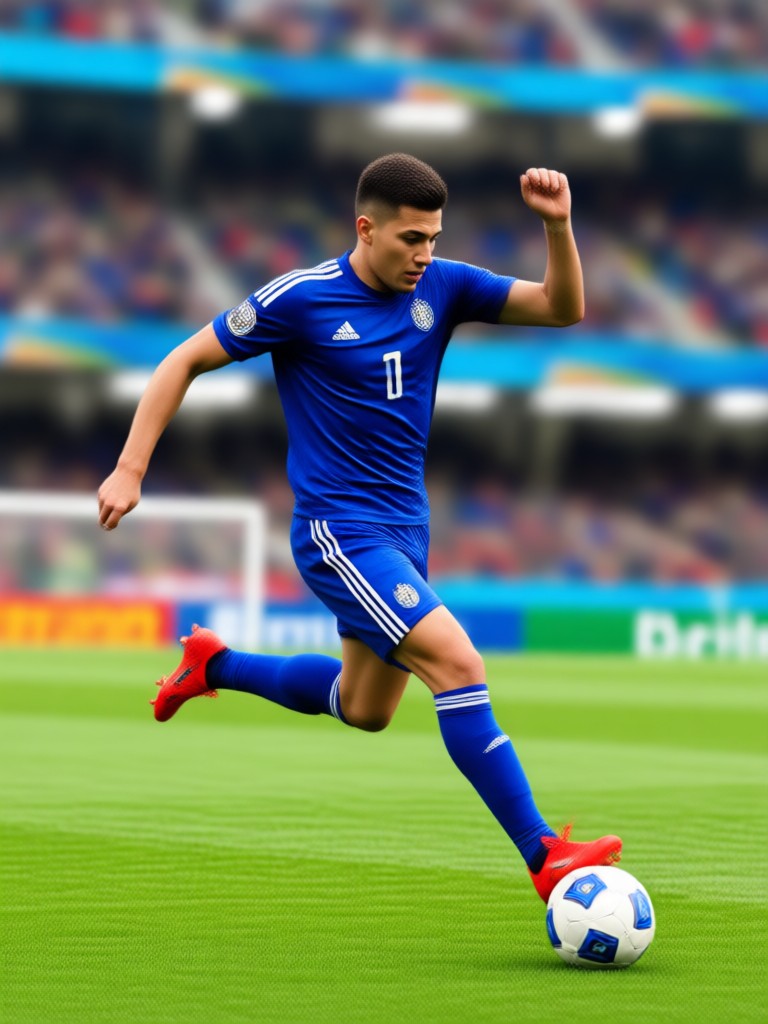 Celebration pose FIFA avatar in a packed stadium background