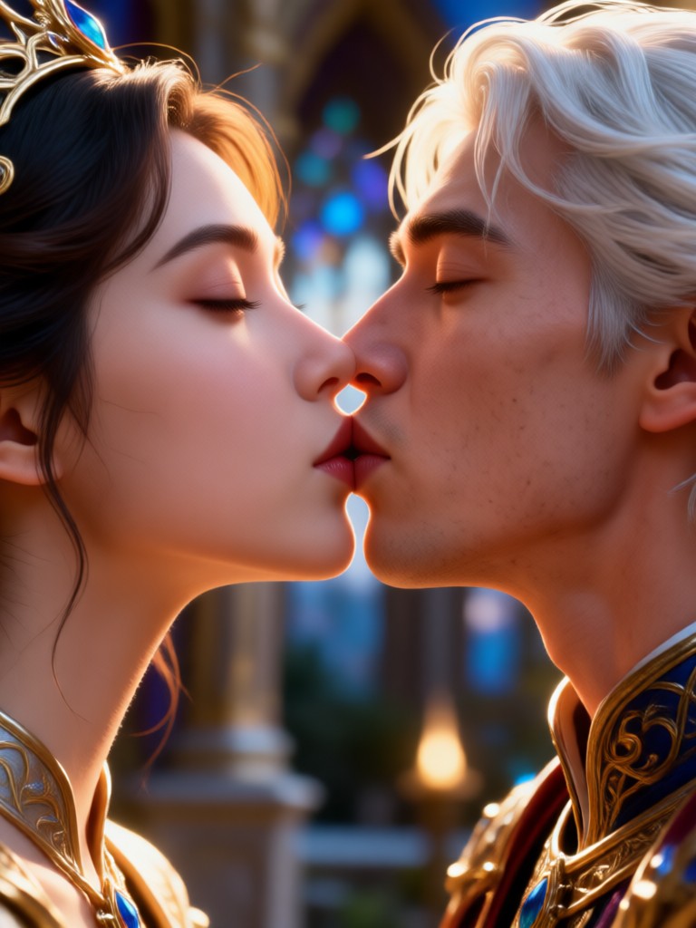 Romantic AI video on a castle balcony at sunset