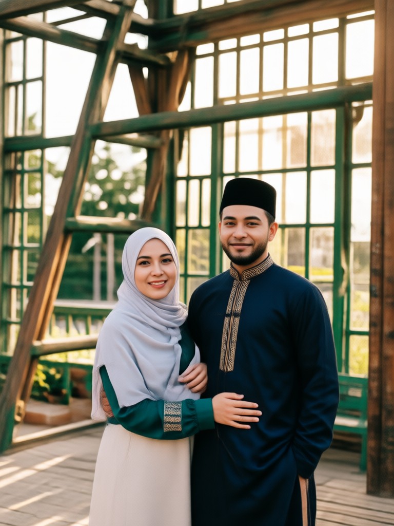 Islamic wedding couple with geometric patterns