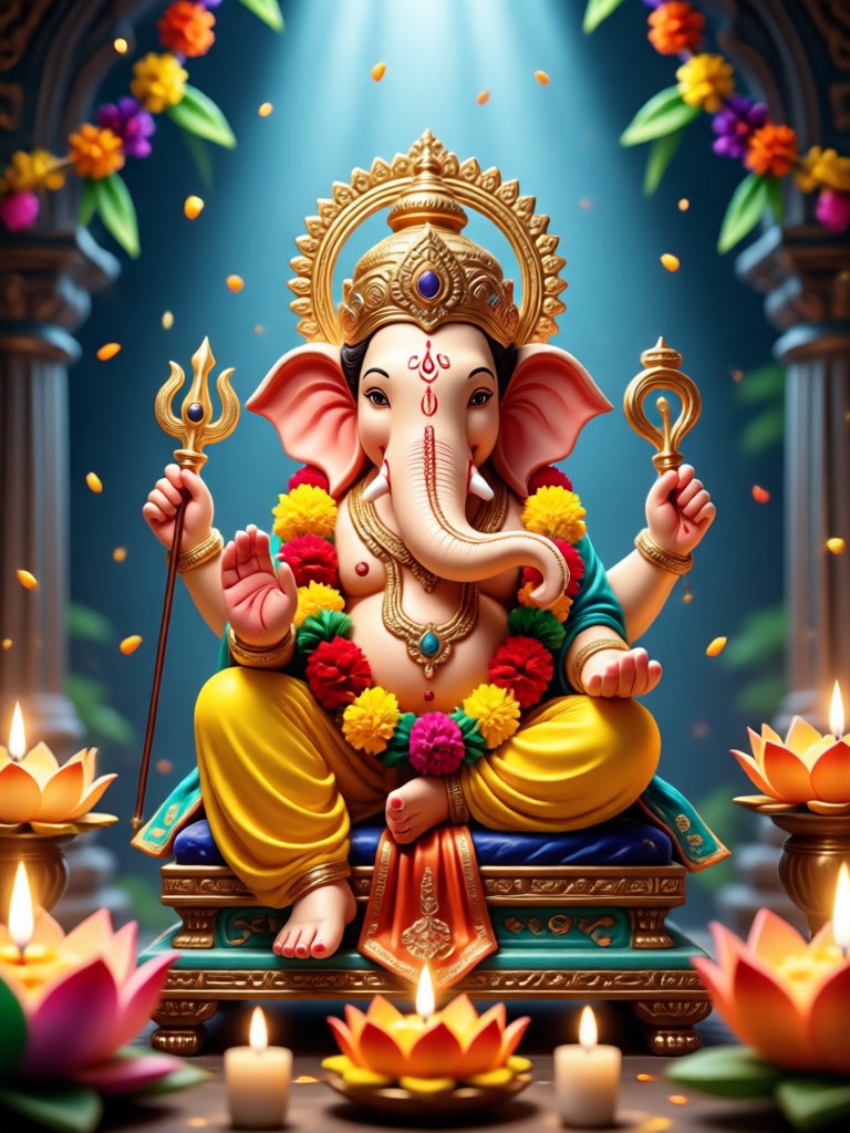 AI generated Ganesha with modern backdrop