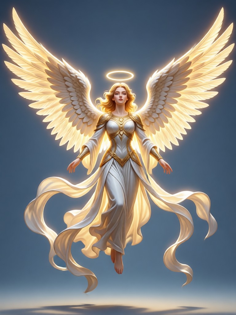 Minimalist line art angel silhouette