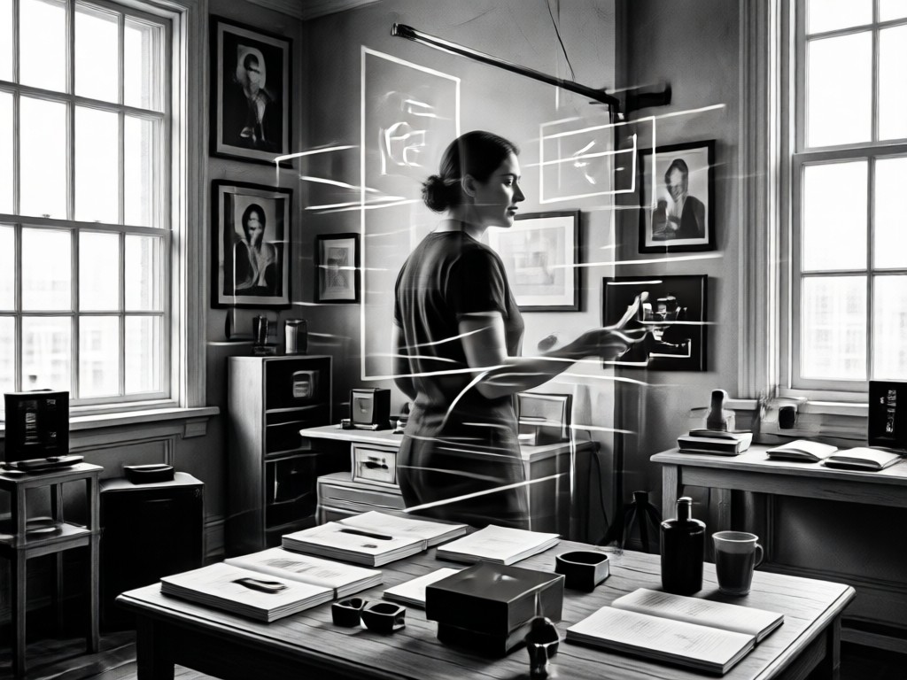 professional black and white double exposure example
