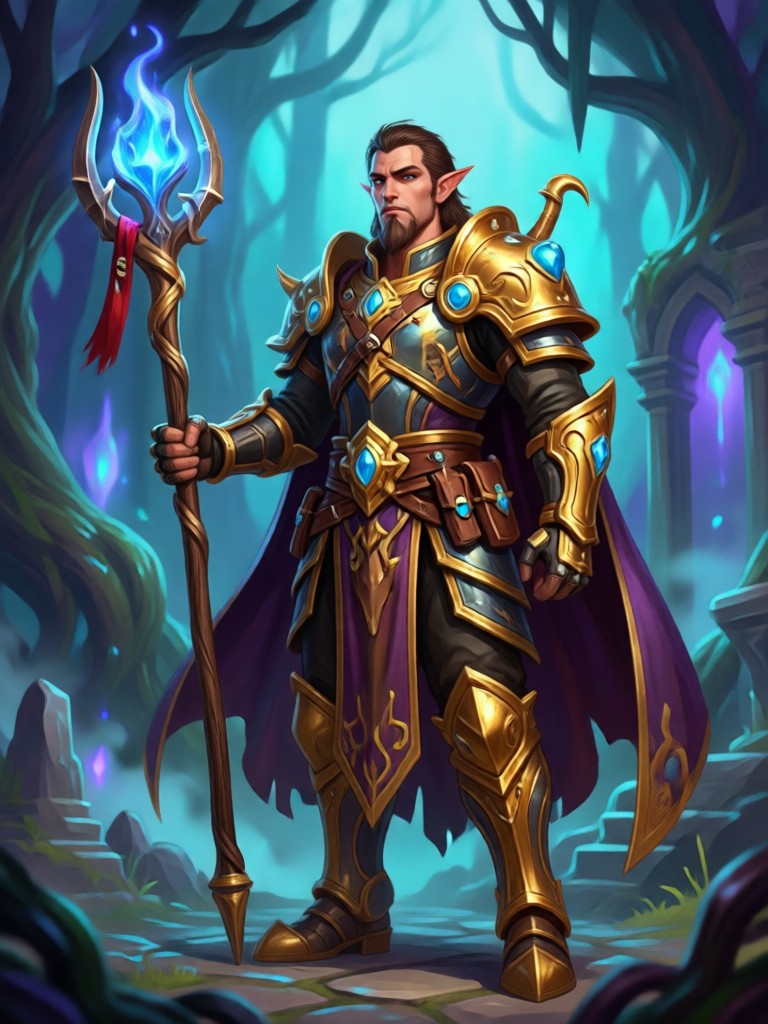 AI generated wood elf ranger with bow