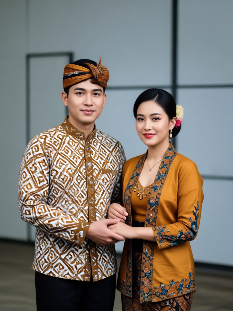 Classic soga brown Batik couple photo