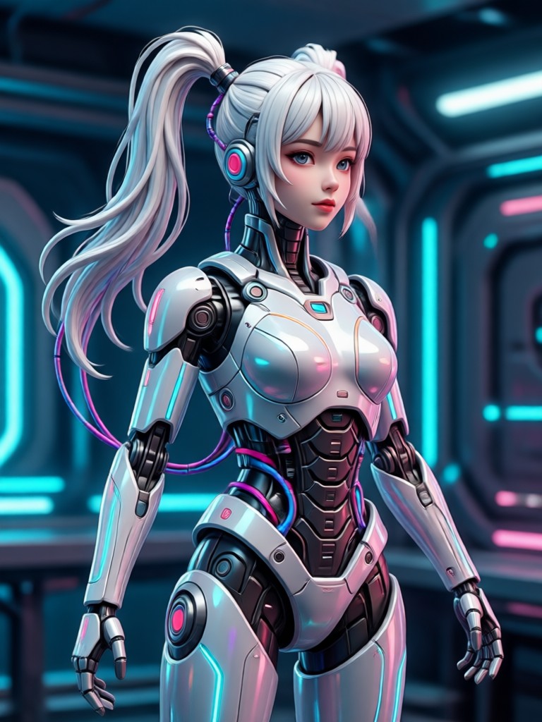 High fashion AI model on a studio photoshoot set