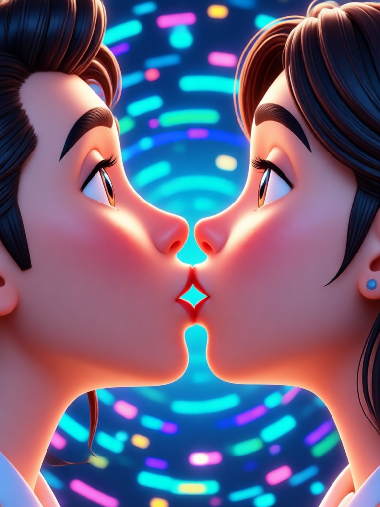 수채화 아트 스타일 3D 키스