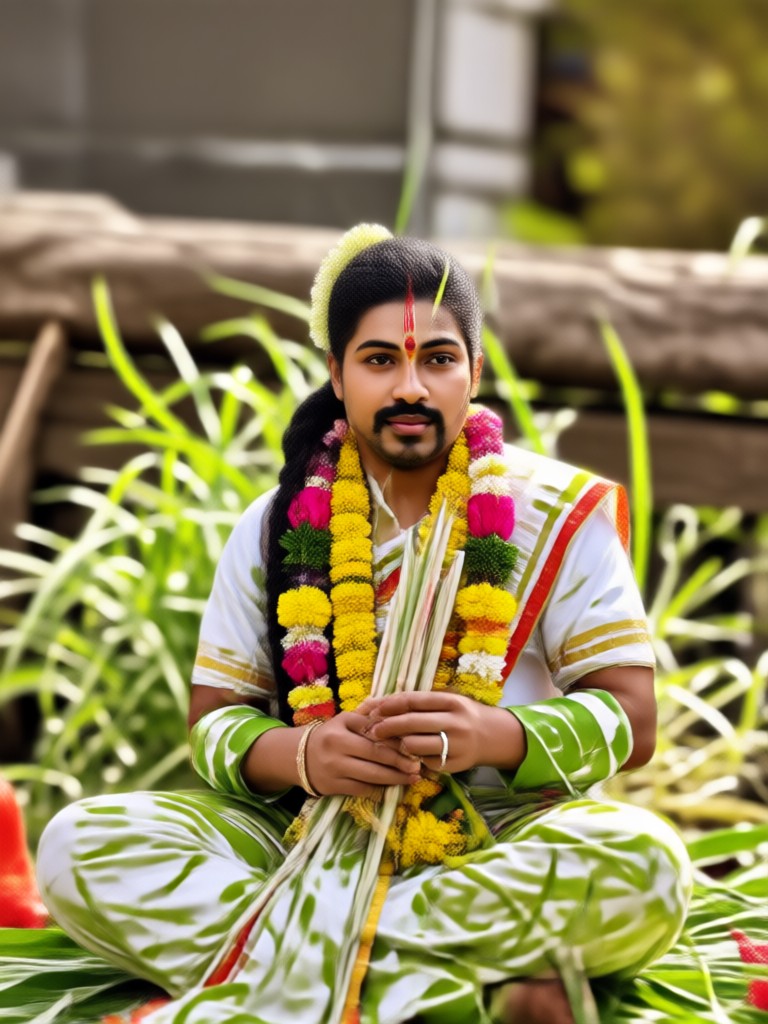 Teej celebration scene with family AI photo