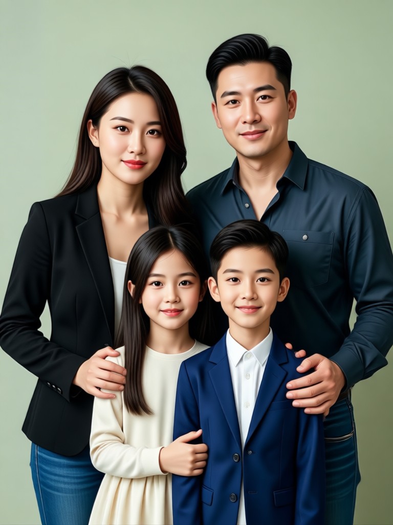 사이버펑크 미래 가족 초상화