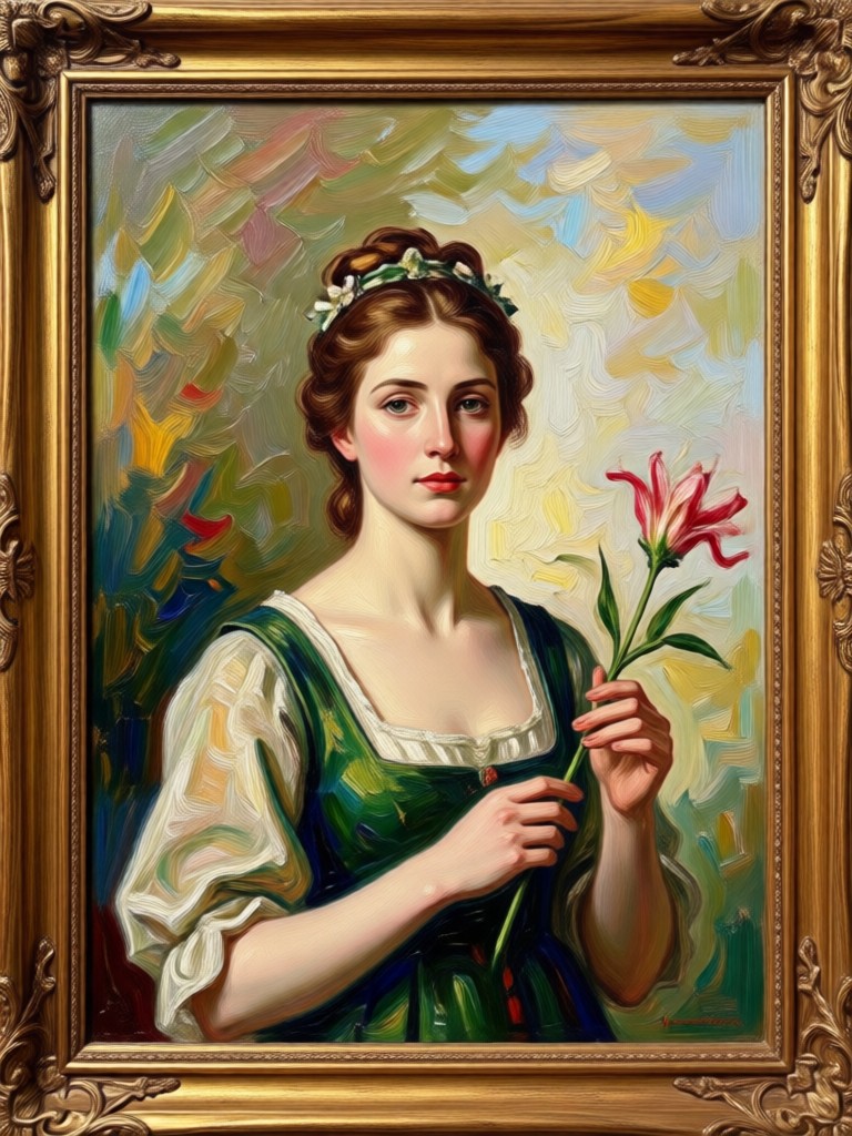 Retrato com efeito suave de pintura a óleo impressionista