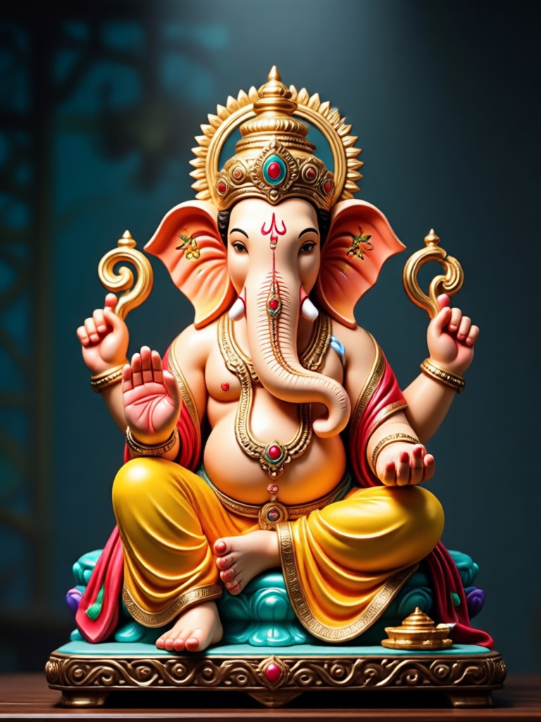 Peaceful meditation scene with AI Ganesha