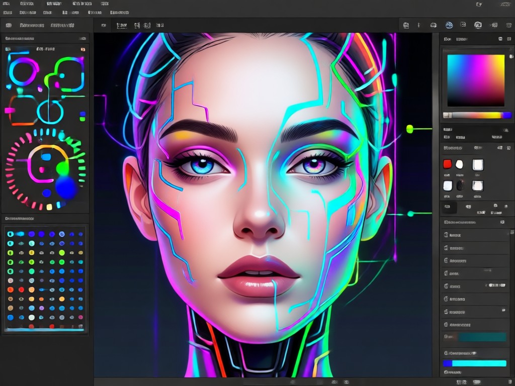 Side by side comparison of text prompt to AI generated beautiful woman