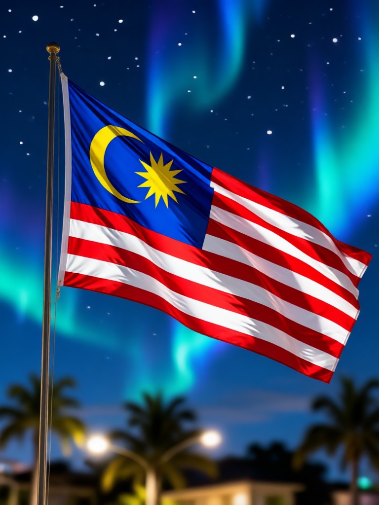 Foto pasangan dengan overlay bendera Malaysia