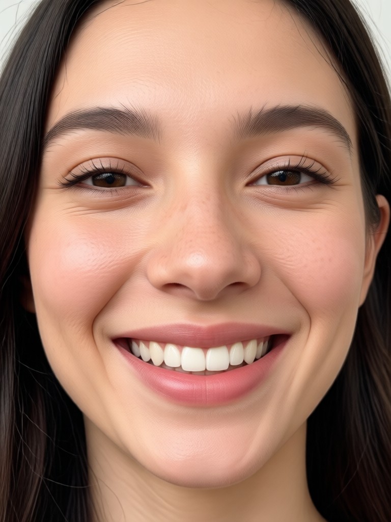 Before and after of a photo with improved lighting and smile