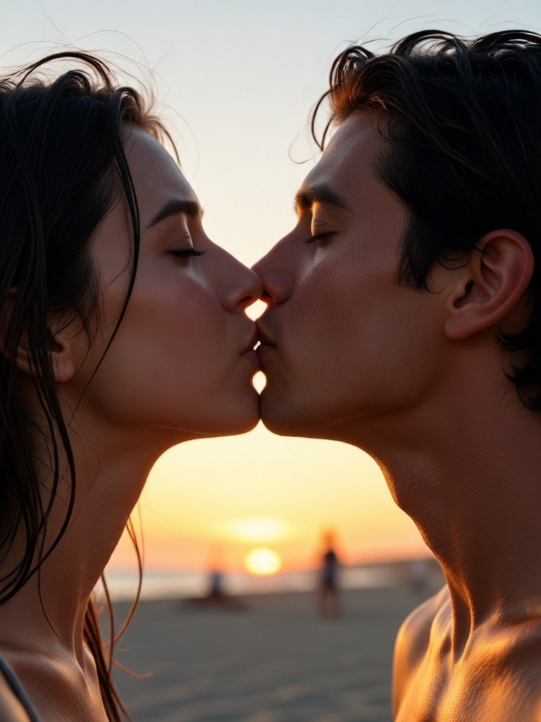 Mobile app showcasing beach kiss video generation