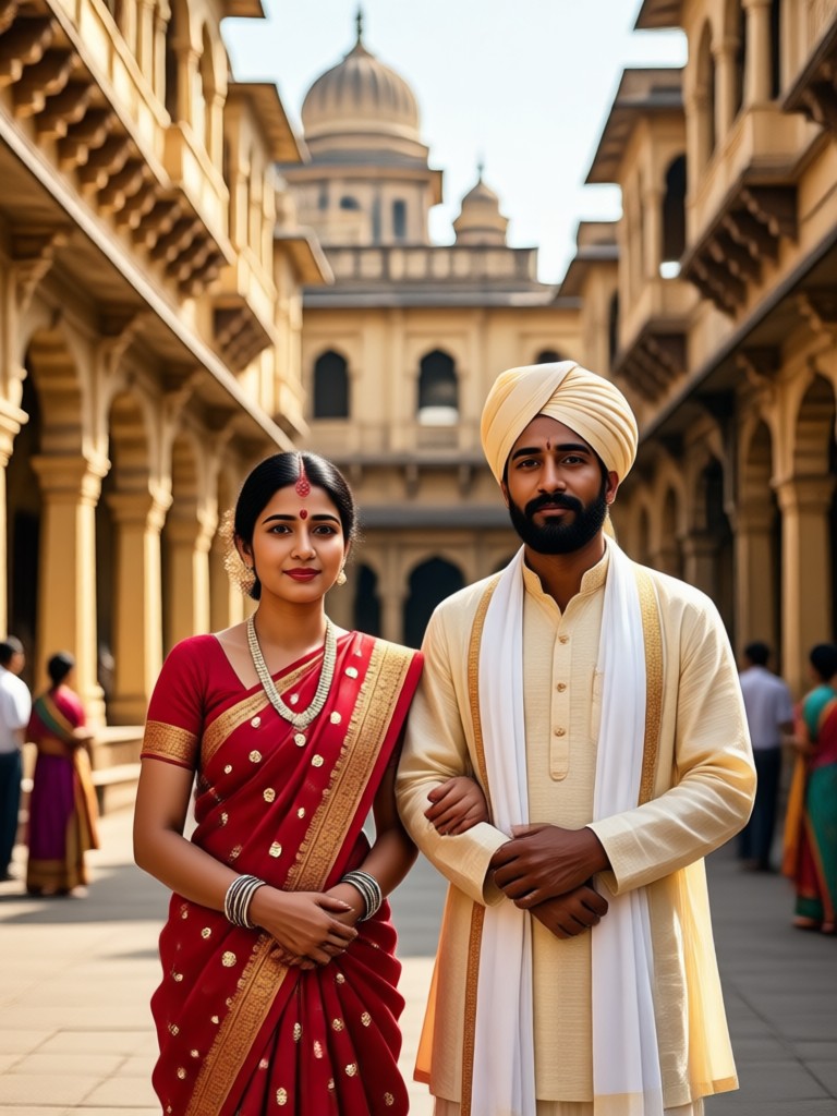 Maharashtrian couple AI photo with pheta
