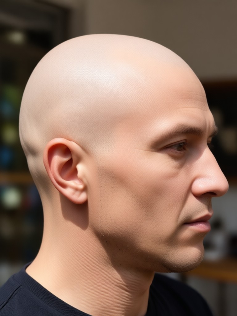 Glatzkopf-Filter-Transformation bei Mann mit kurzen Haaren