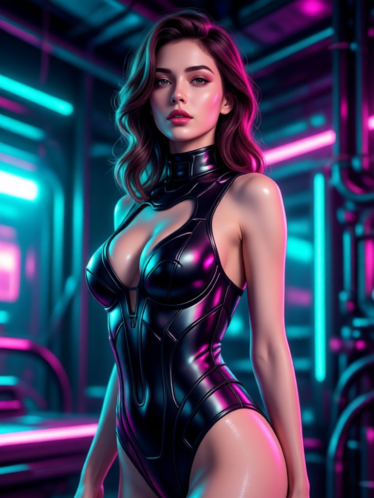 Cyberpunk neon aesthetic AI sexy art