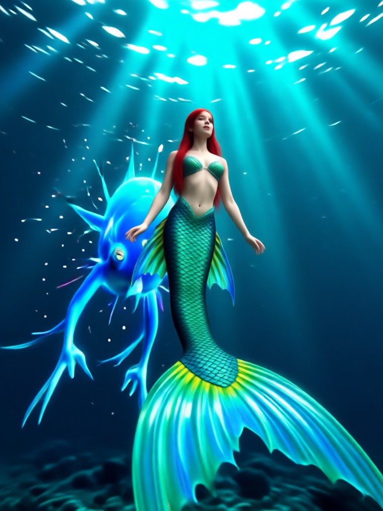 Mermaid tail animation with AI video