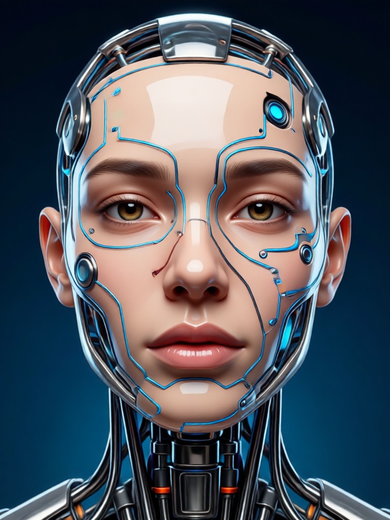 Cinematic 3D rendered AI face