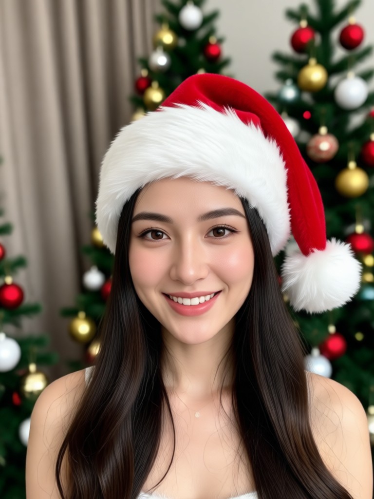 Baby's first Christmas photo with tiny hat