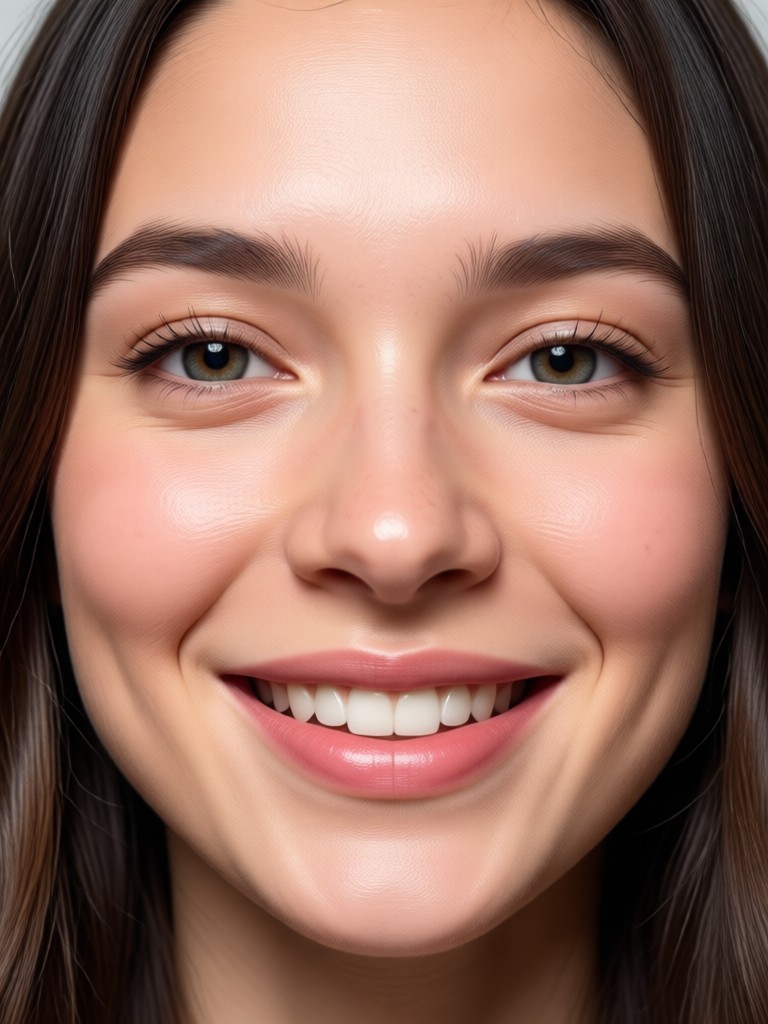 Antes e depois dramático usando o filtro de sorriso com IA