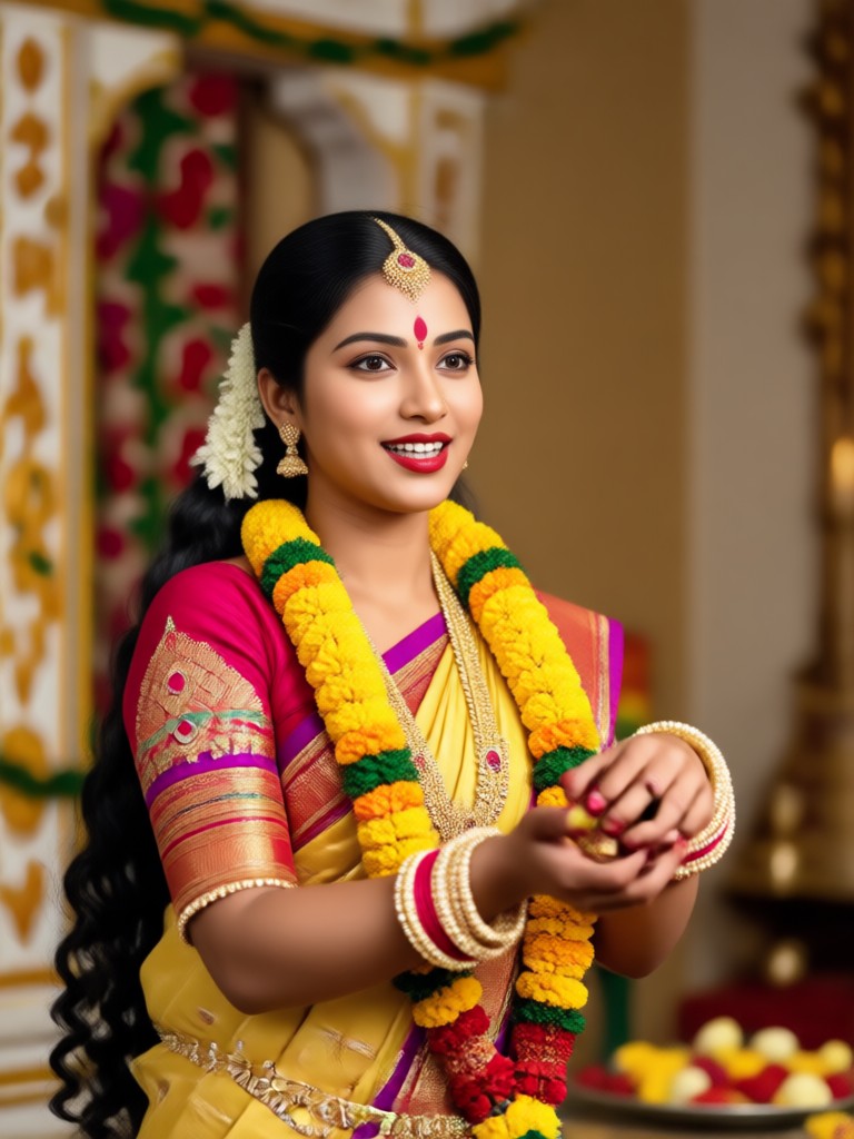 Goldene Aura Varamahalakshmi AI-Foto