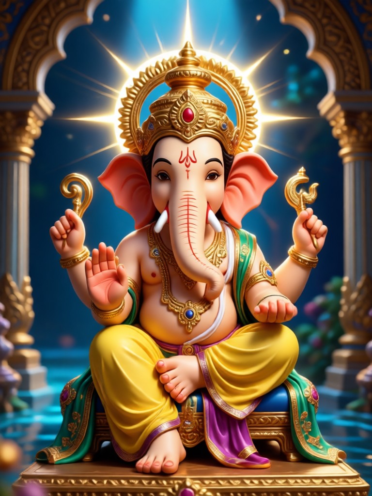 Ganpati with moving background flowers